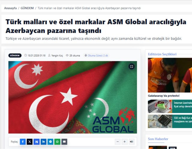 www.mansetnet.com" Türk malları ve özel markalar ASM Global aracılığıyla Azerbaycan pazar